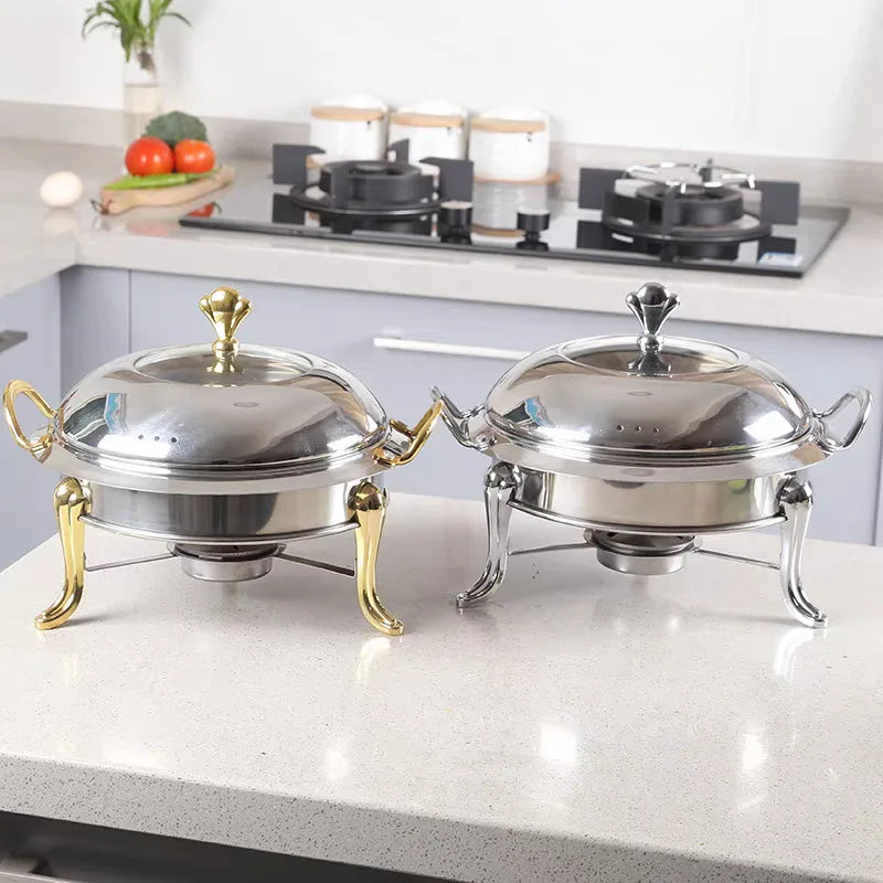 Stainless Steel Round Buffet Warmer Lid And Fuel Holder