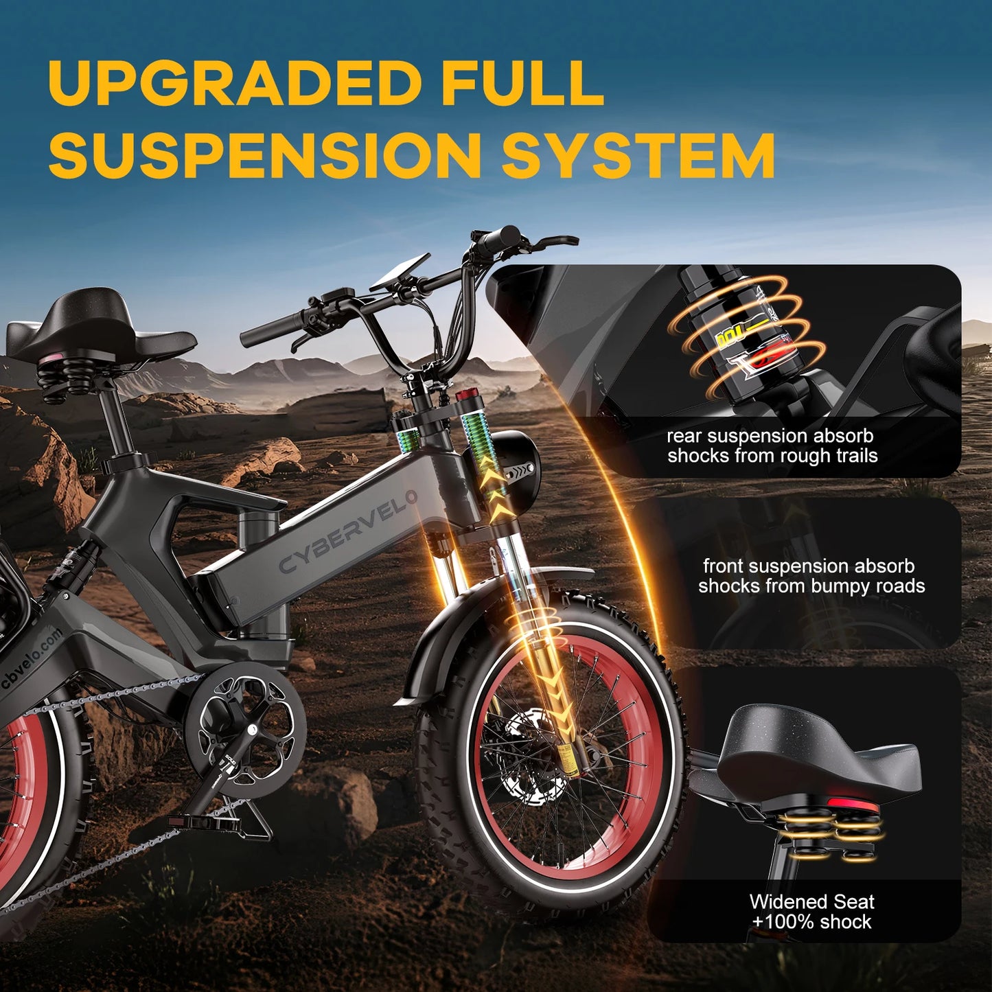1000W(Peak 2000W)Folding Electric Bike for Adults,35MPH 100Mile,48V 25Ah Removable Battery,20" x 4.0 Fat Tire Foldable Electric