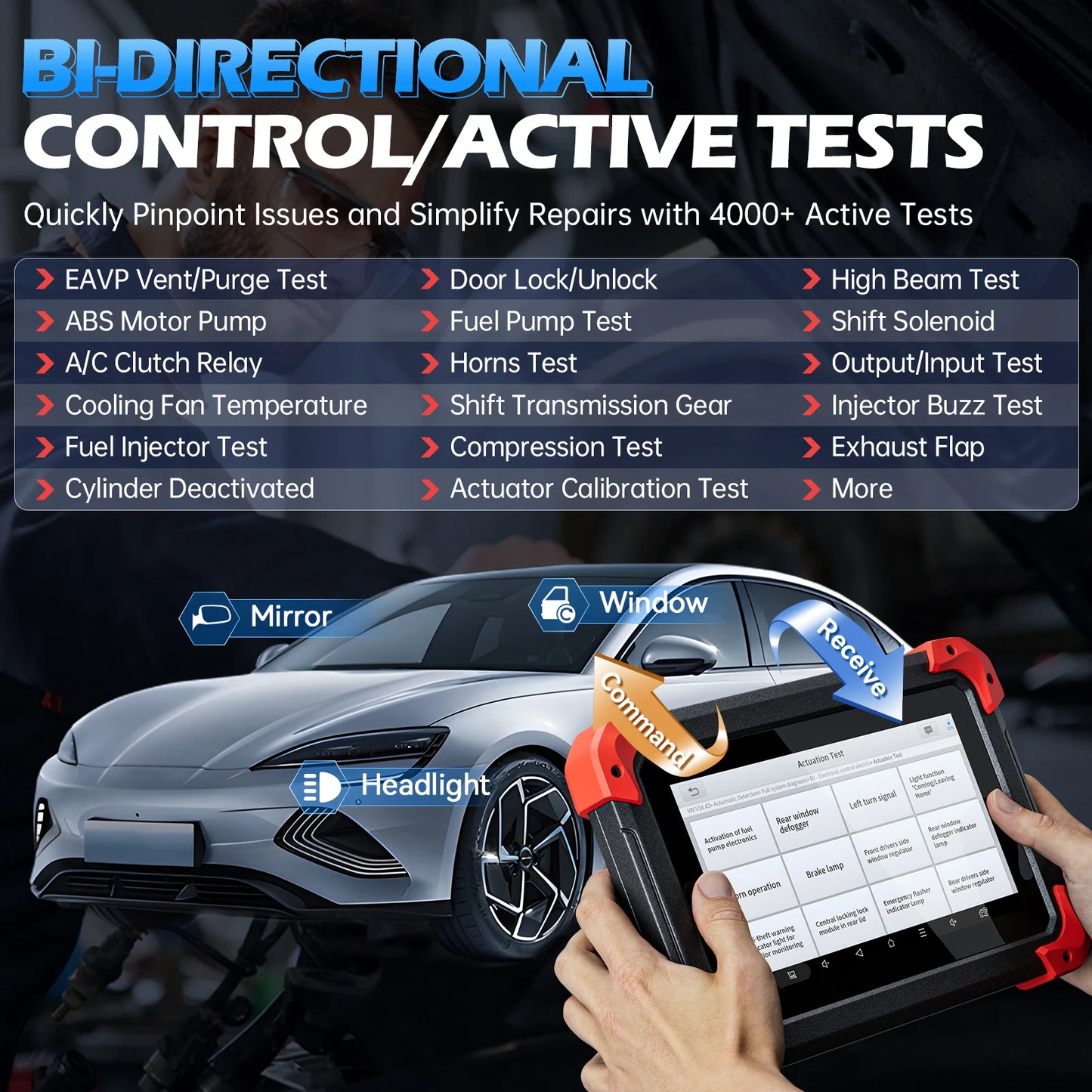 XTOOL D7 V2.0 OBD2 Scanner All System Car Diagnostic Tool Bi-directional Automotive Tool ECU Coding with 39+ Service Function