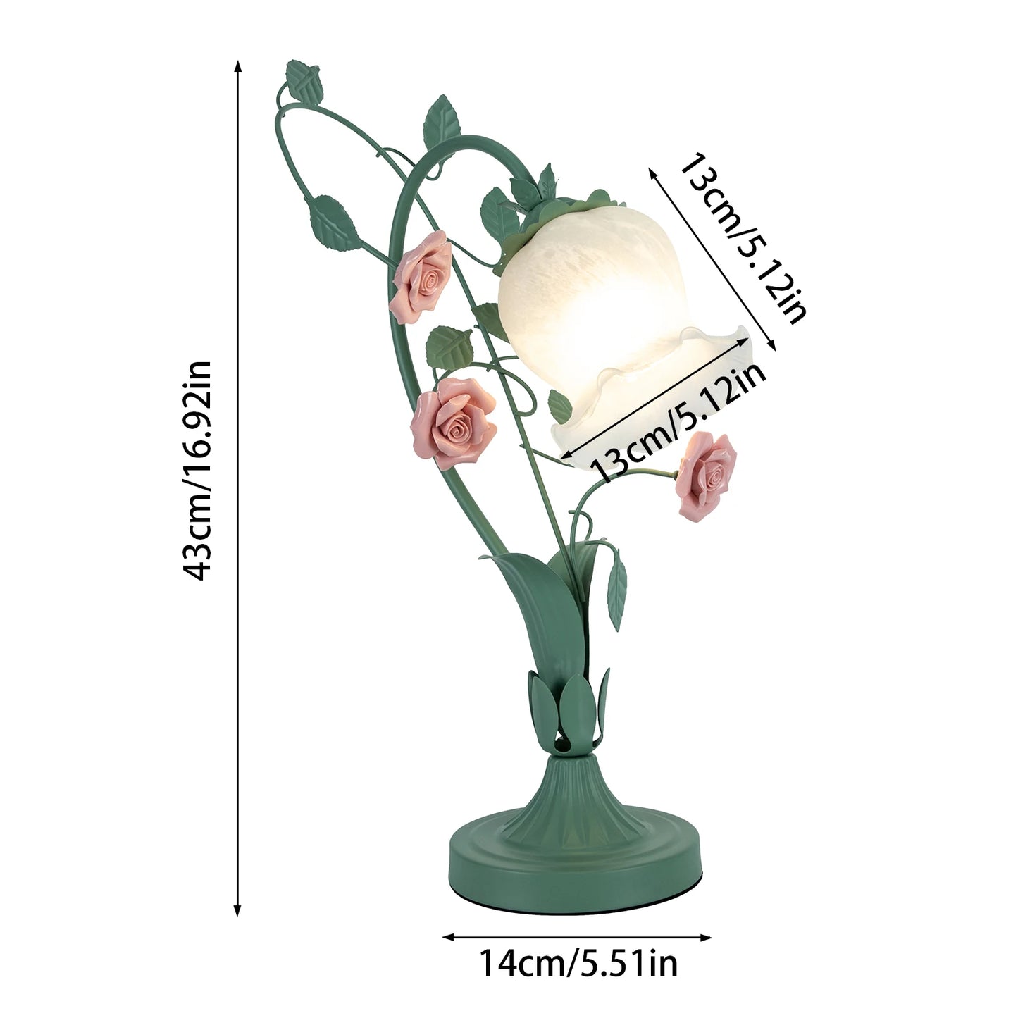 Modern Bedside Lamp, Flower Glass Table Lamp Stained Glass Flower Table Reading Lamps Nightstand Desk Lights with Switch