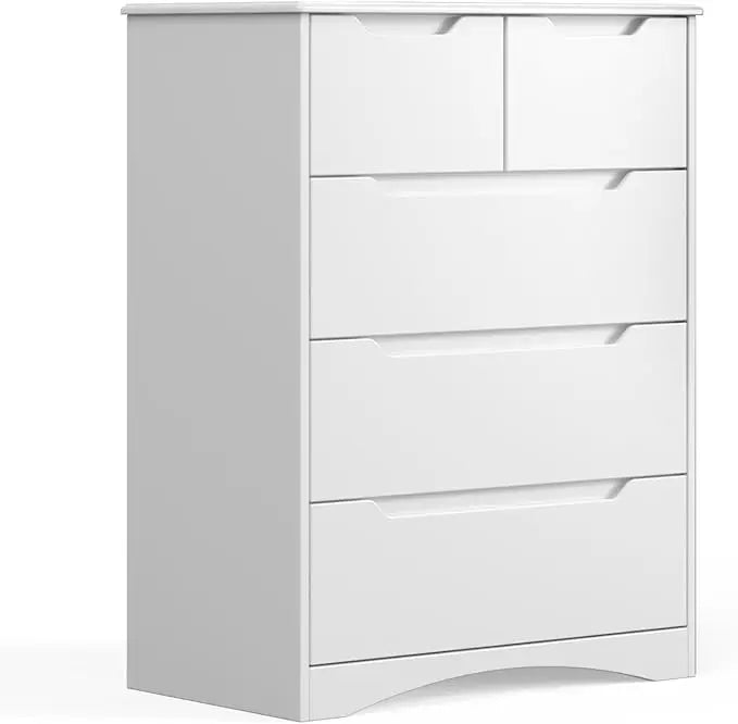 5 Drawers Chest, Dresser for Bedroom with Large Storage Capacity, Chest of Drawers with Embedded Handle Anti-Tripping Device