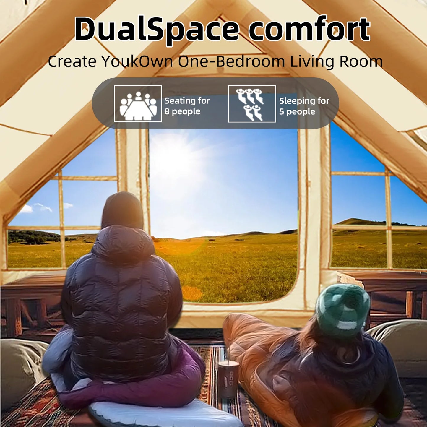 8-10 Person Inflatable Tents for Camping,129 Square Large Inflatable Camping Tent with Hand Pump,Inflatable Tent,Easy Setup Tent