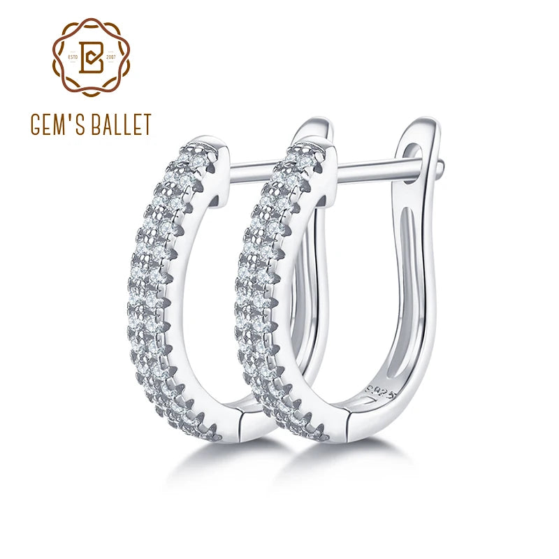 GEM'S BALLET 14K Gold Plated 925 Sterling Silver Hoop Earrings Moissanite U-Shaped Huggie Earrings Hypoallergenic Gift For Her