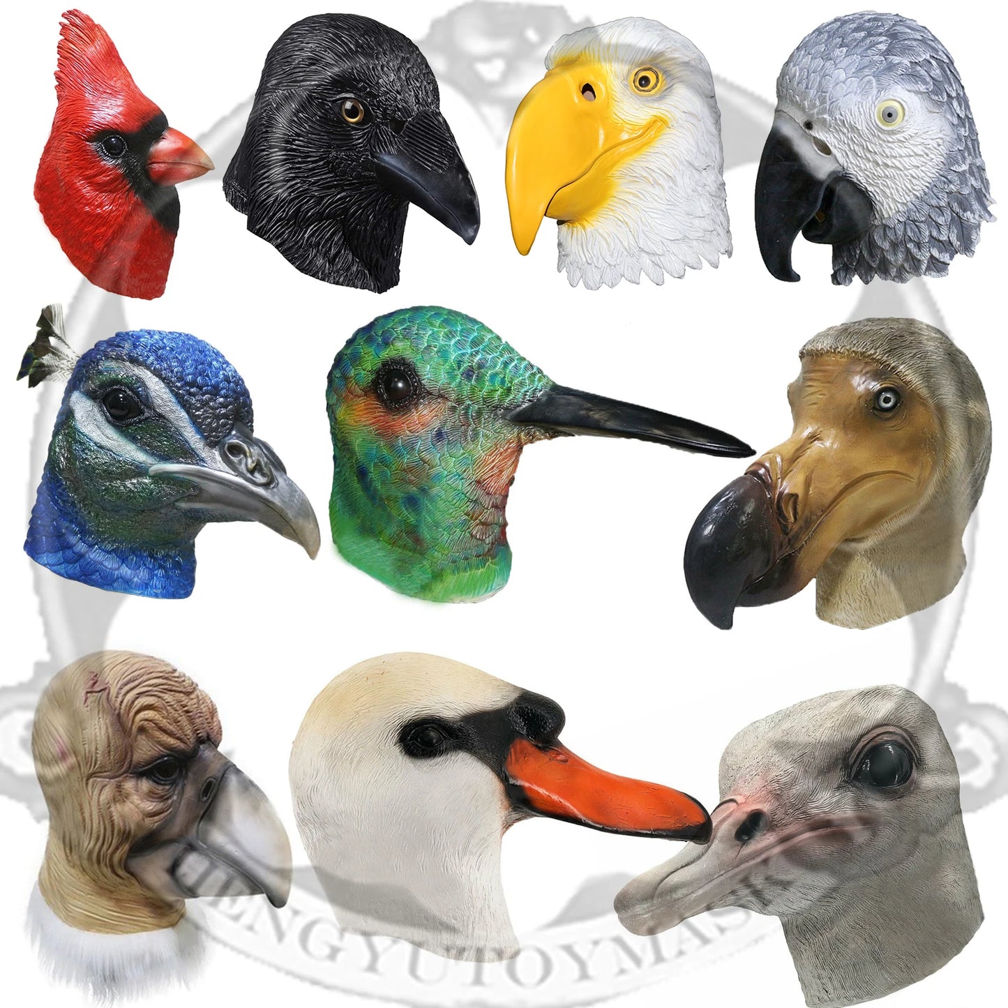 Latex Full Head Animal Bird Dove Dodo Parrot Pigeon Crow Masquerade Props Mask