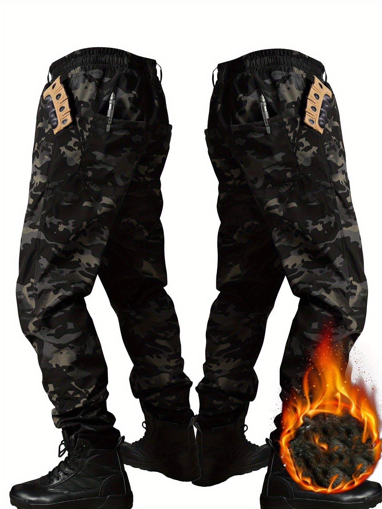 Thick Fleece Jacket And Long Pants for Men, Designed for Autumn And Winter, Featuring a Hood And Multiple Pockets, Ideal for Warm Workwear And Casual Outdoor Activities.