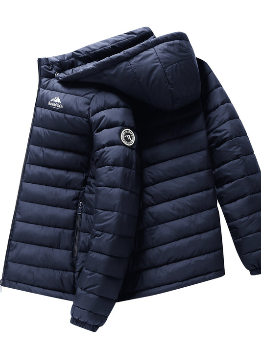 Men's winter Windproof warm Jacket hooded and detachable casual jacket, Men's Fashionable Quilted, Machine Washable - Heavy-Duty Cold Weather Coat, Men's Winter Outdoor Activities Slightly High Quality Jacket High Quality Bus