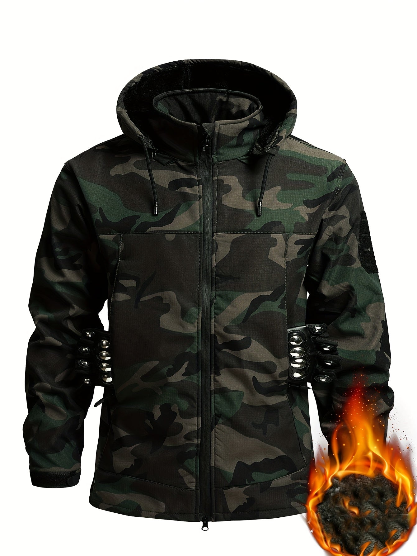 Thick Fleece Jacket And Long Pants for Men, Designed for Autumn And Winter, Featuring a Hood And Multiple Pockets, Ideal for Warm Workwear And Casual Outdoor Activities.