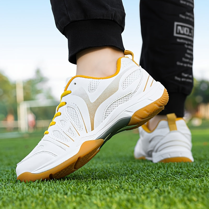 Men'S And Women'S Sports Shoes Suitable for Pickleball, Badminton, And Tennis - Casual All-Season Solid Color Lace-Up Sneakers Featuring a Slip-Resistant And Wear-Resistant Rubber Outsole, Shock-Absorbing EVA Insole, And Fabr