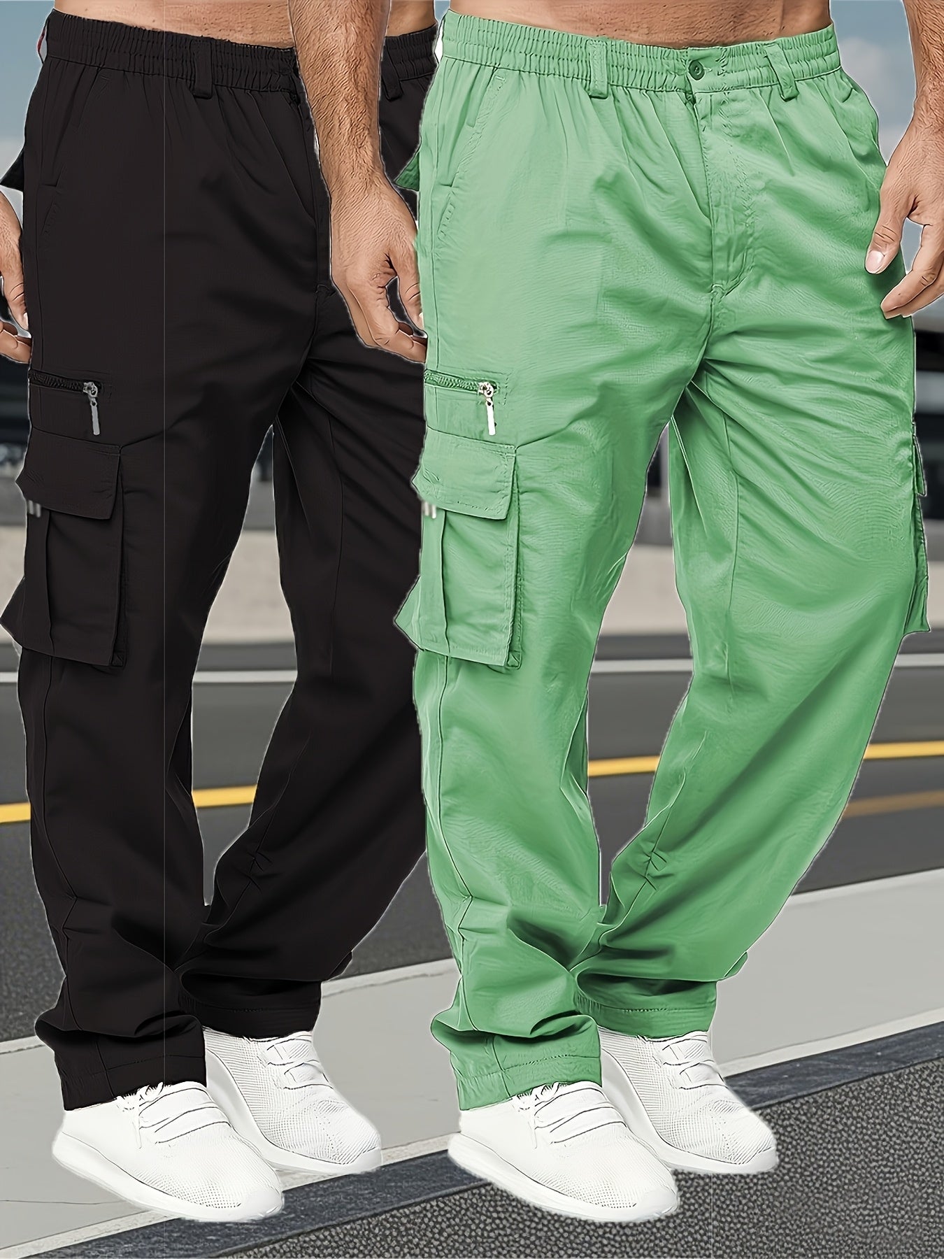 Two-piece Set Of Men's Fashionable Retro-style Thick And Loose Work Pants/casual Pants with Multiple Pockets, Suitable for Spring And Autumn City Walks, Street Activities, And Outdoor Pursuits.